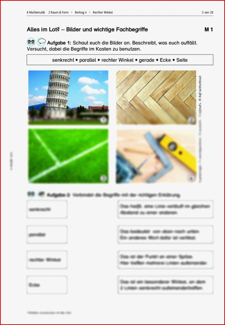 Der rechte Winkel und geometrische Vorübungen – Alles im