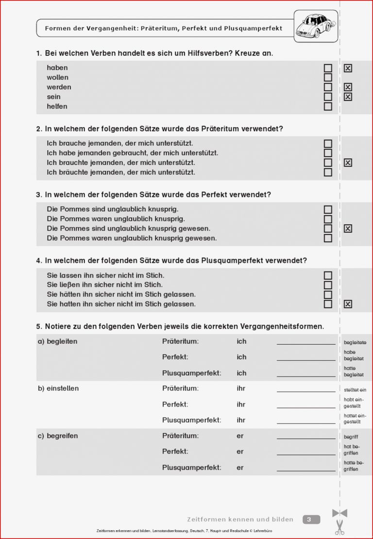 Deutsch 4 Klasse Arbeitsblätter Zeitformen kinderbilder