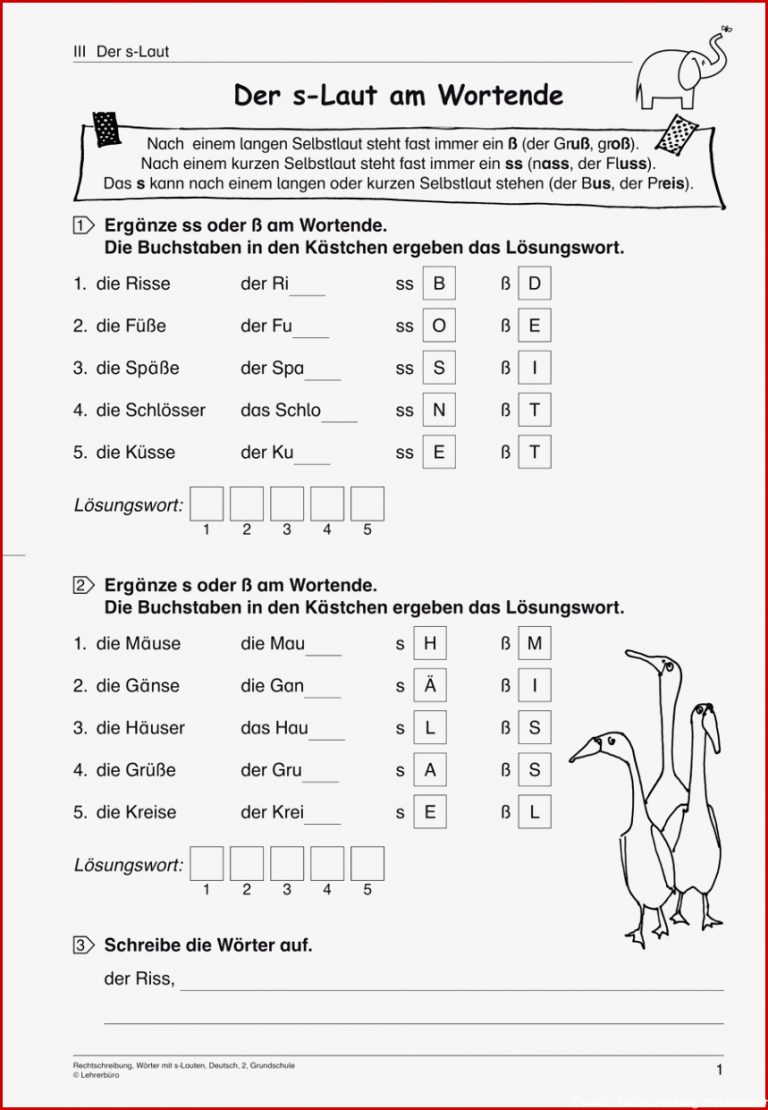 Deutsch · Arbeitsblätter · Grundschule · Lehrerbüro