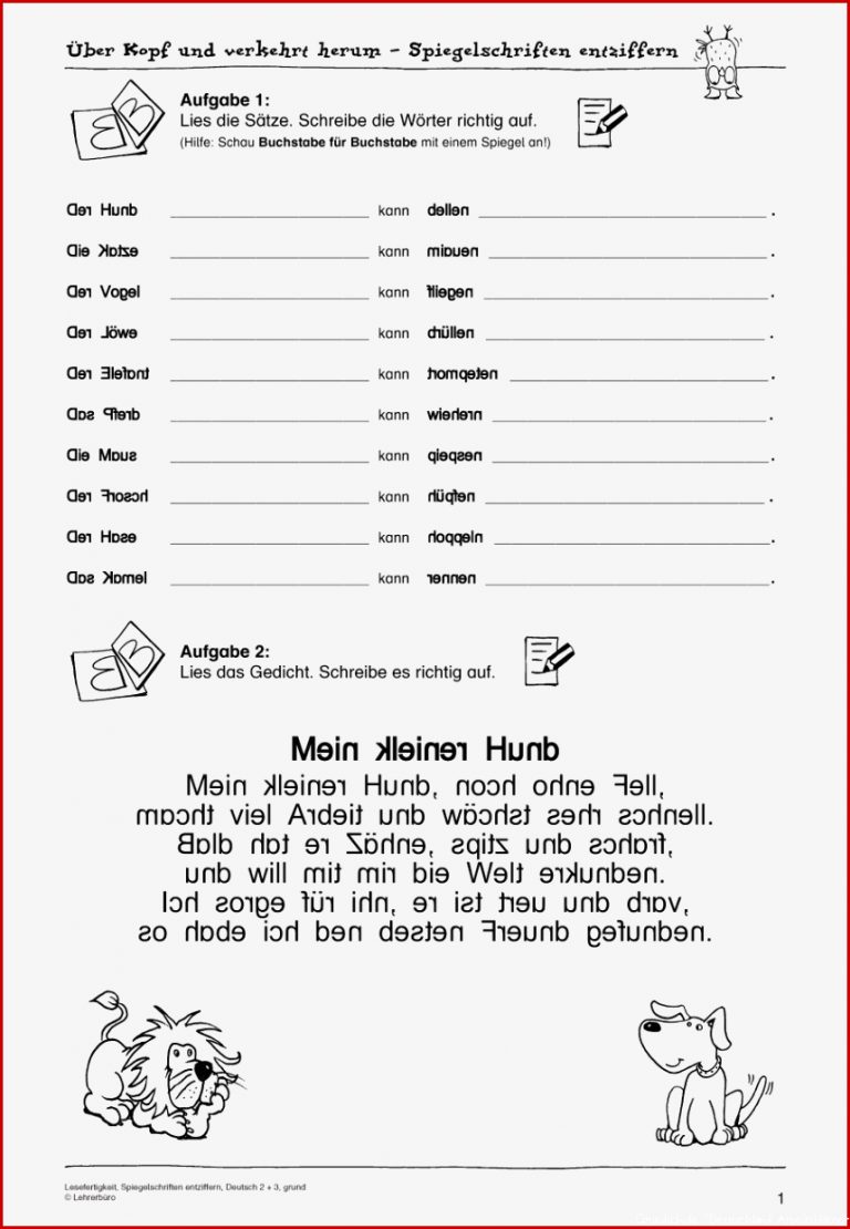 Deutsch · Arbeitsblätter · Grundschule · Lehrerbüro