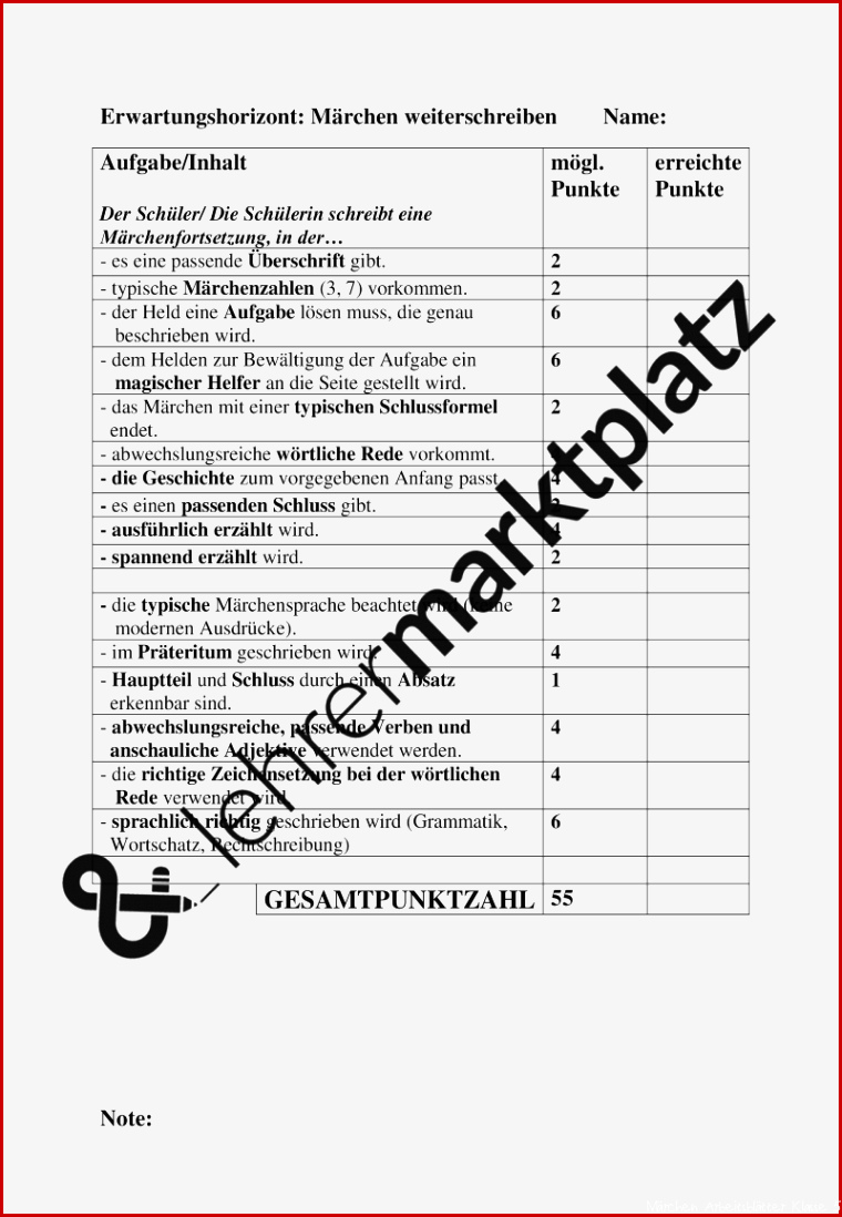 Deutsch Klasse 5 Märchen Arbeitsblätter Worksheets