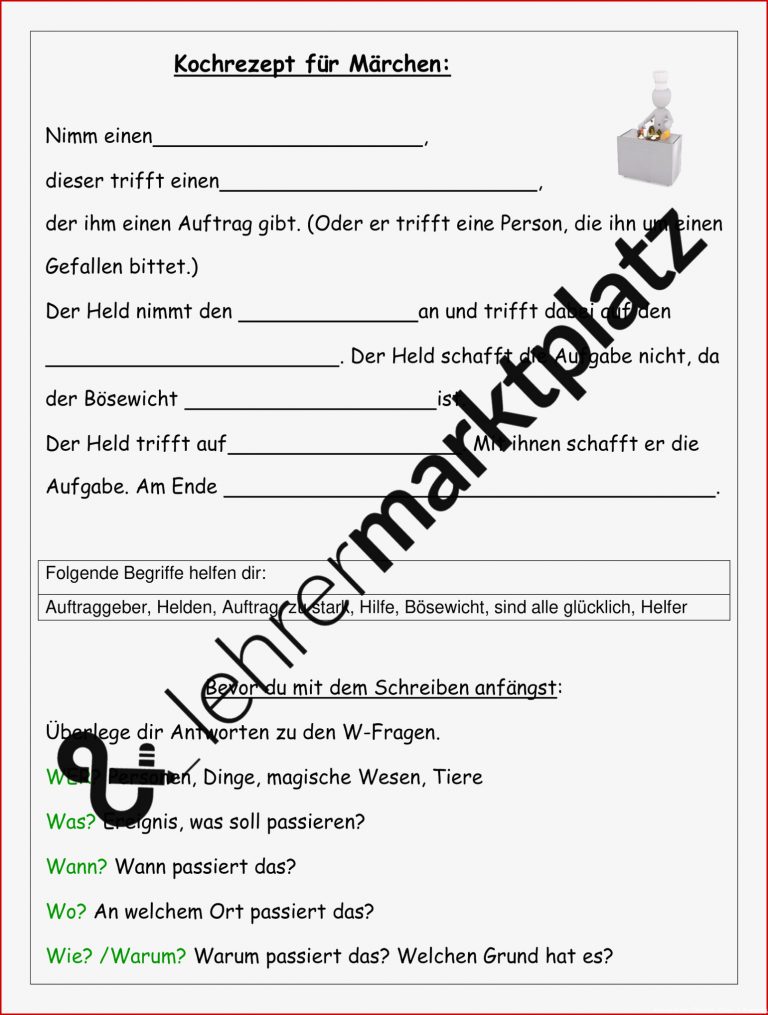 Deutsch Klasse 5 Märchen Arbeitsblätter Worksheets