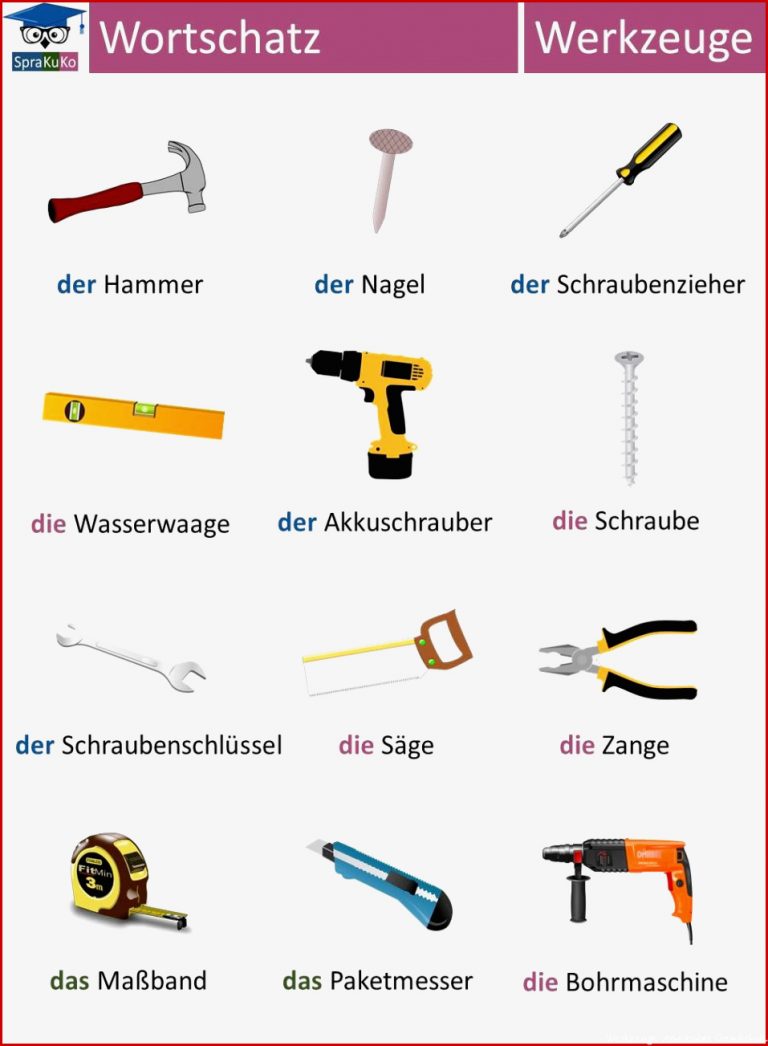 Deutsch Lernen Wortschatz "werkzeuge" Wortschatz Deutsch