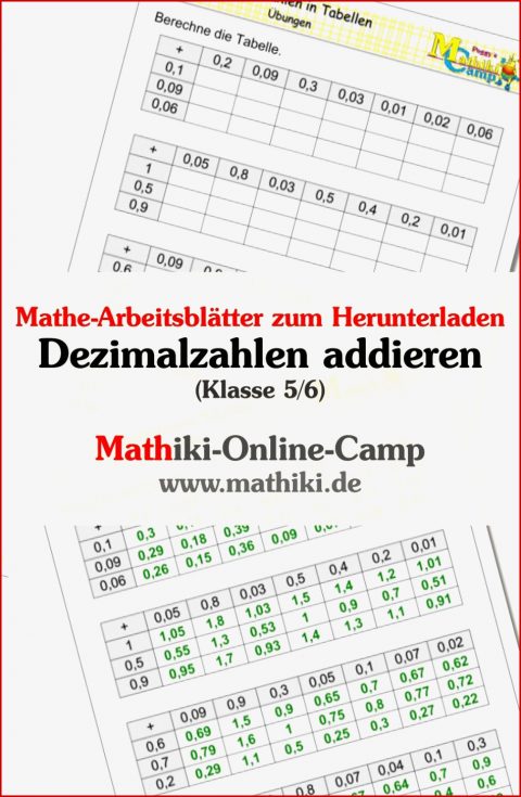 Dezimalzahlen Ad Ren Arbeitsblätter Zum Ausdrucken