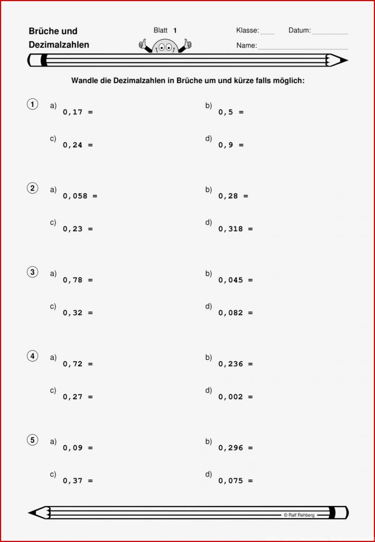 Dezimalzahlen In Brüche Umwandeln – Unterrichtsmaterial Im