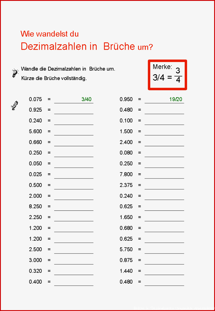 Dezimalzahlen lesen und schreiben Arbeitsblätter