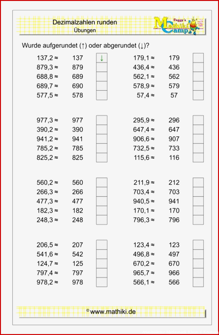 Dezimalzahlen runden I Klasse 5 6 mathiki