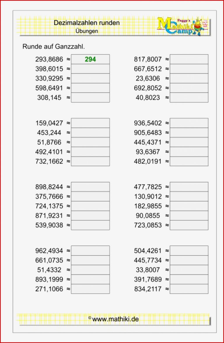 Dezimalzahlen runden II Klasse 5 6 mathiki in 2020