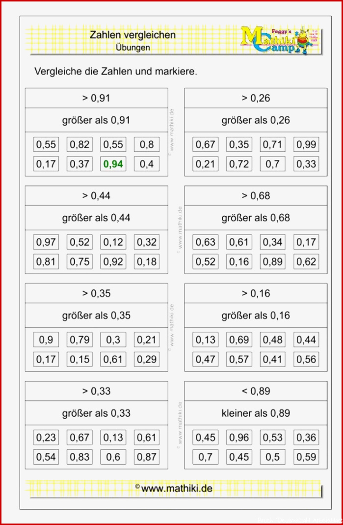 Dezimalzahlen vergleichen I Klasse 5 6 mathiki in