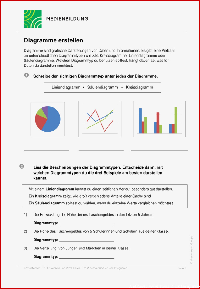 Diagramme erstellen - Arbeitsblatt zur Medienbildung â Westermann