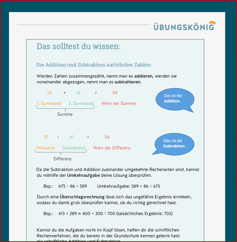 Die 7 Tage Challenge Zur Addition Und Subtraktion