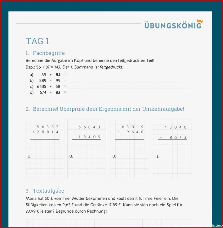 Die 7 Tage Challenge Zur Addition Und Subtraktion