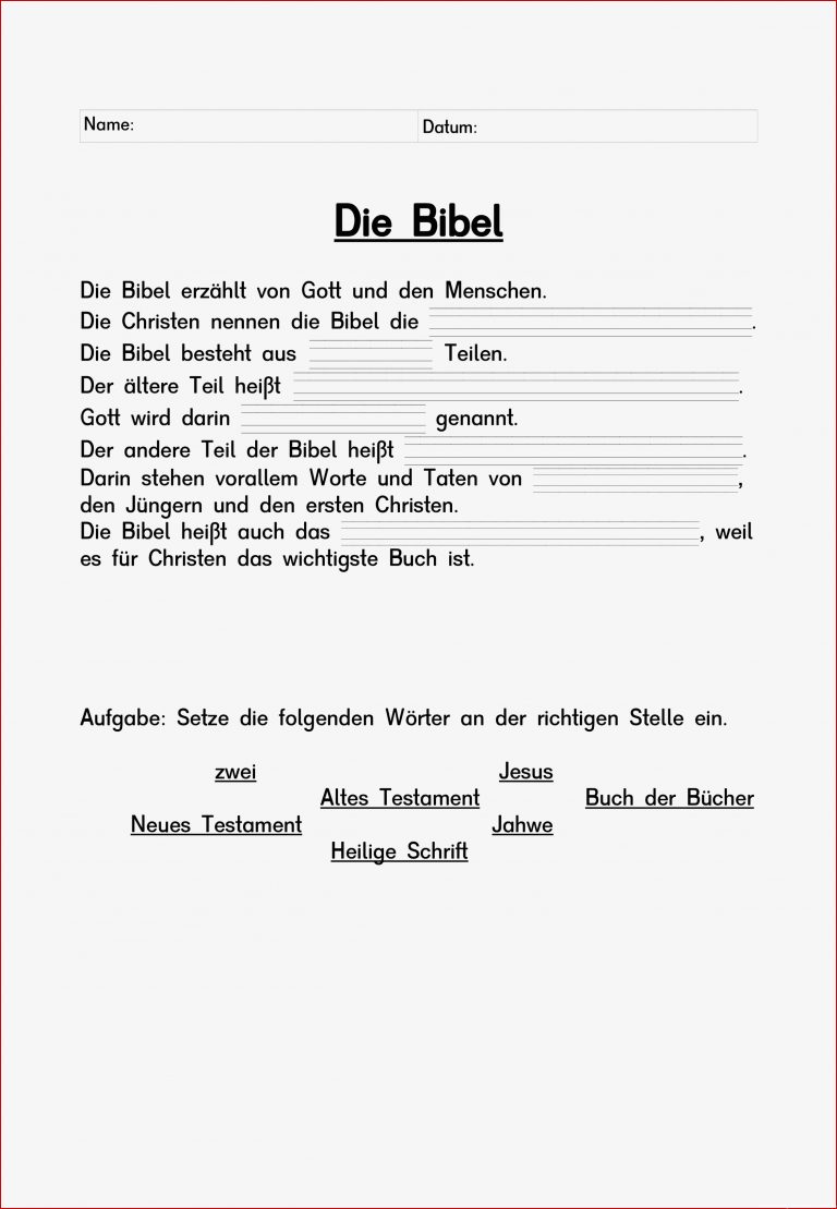 Die Entstehung Der Bibel Als Buch Lückentext Lösung