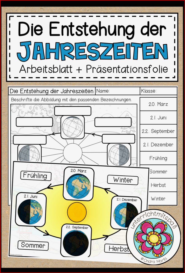 Die Entstehung Der Jahreszeiten Arbeitsblatt