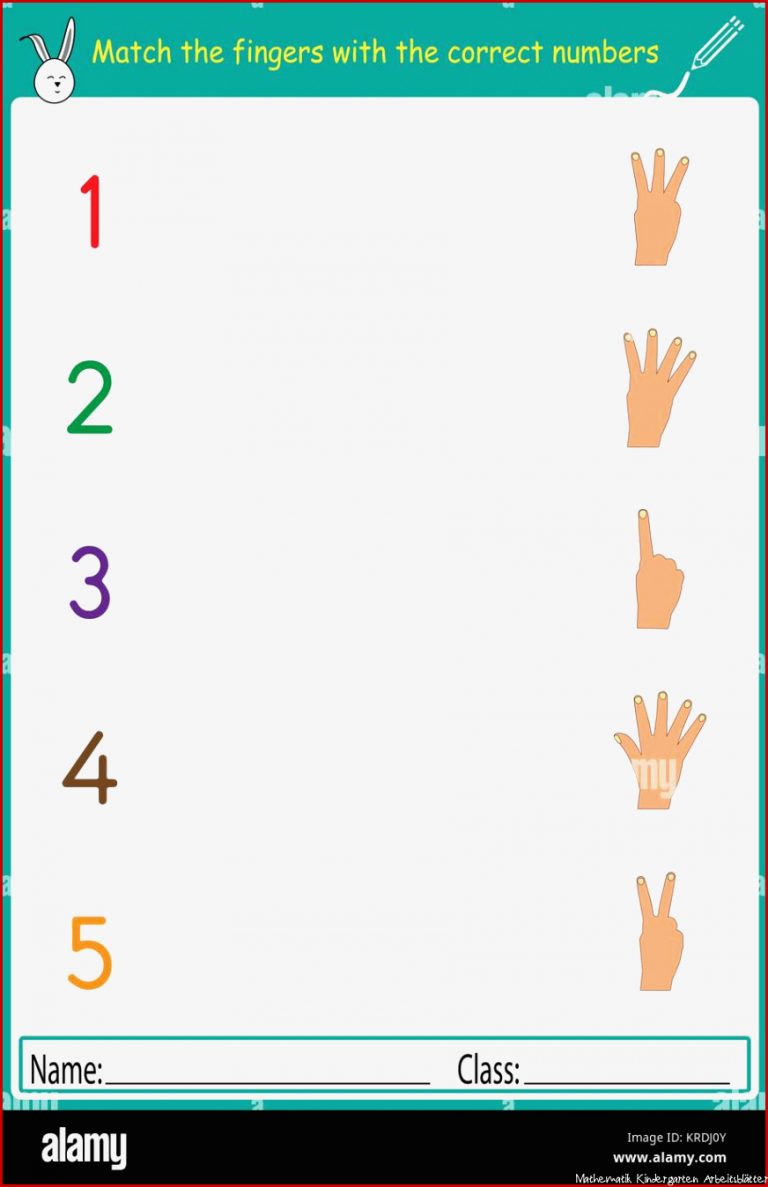 Die Finger mit den richtigen Zahlen übereinstimmen Mathe