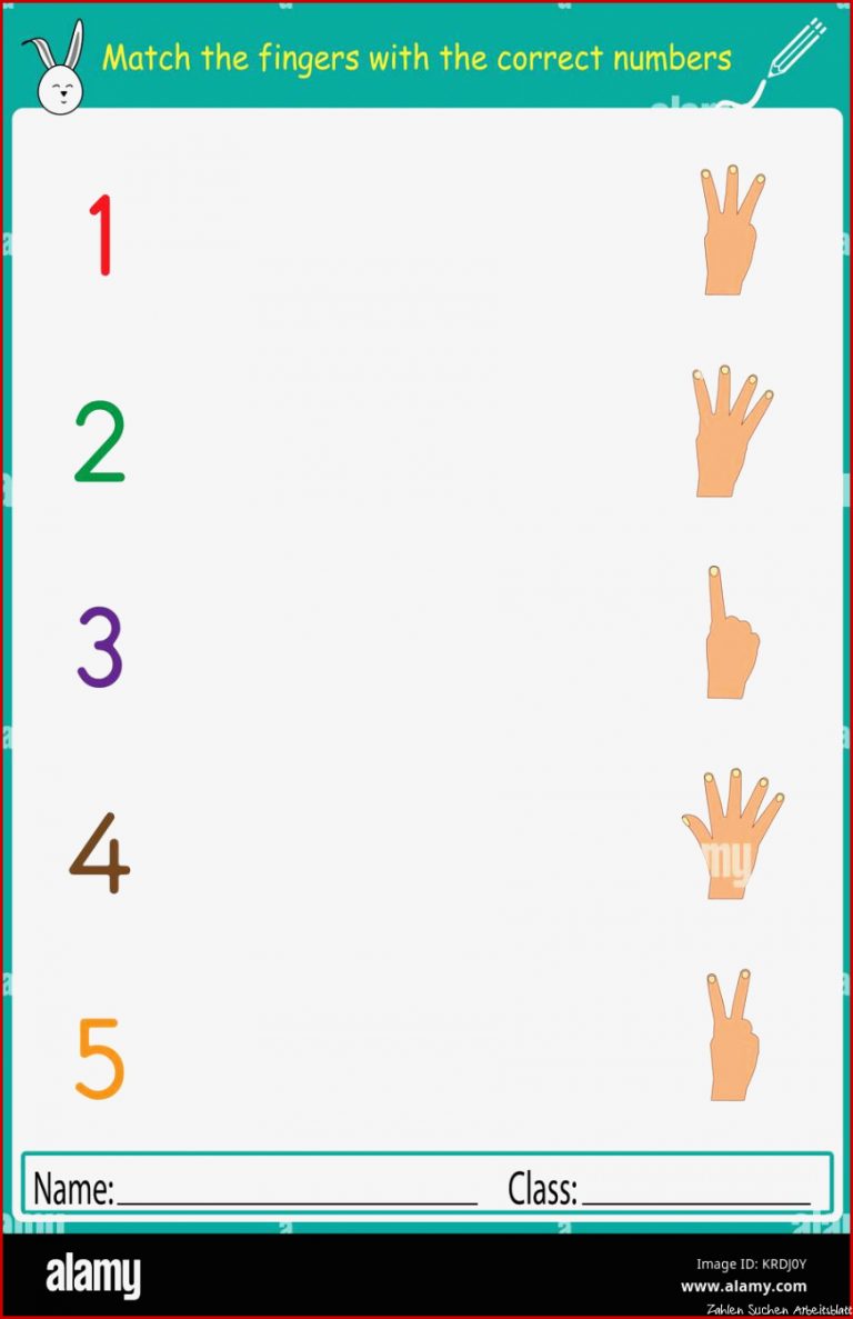 Die Finger mit den richtigen Zahlen übereinstimmen Mathe