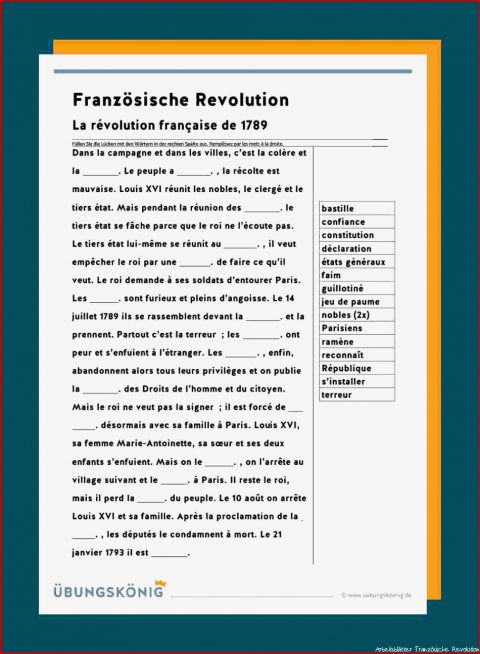 Französische Revolution Test Mit Lösungen Pdf Die Französische Revolution - Kostenlose Arbeitsblätter Und