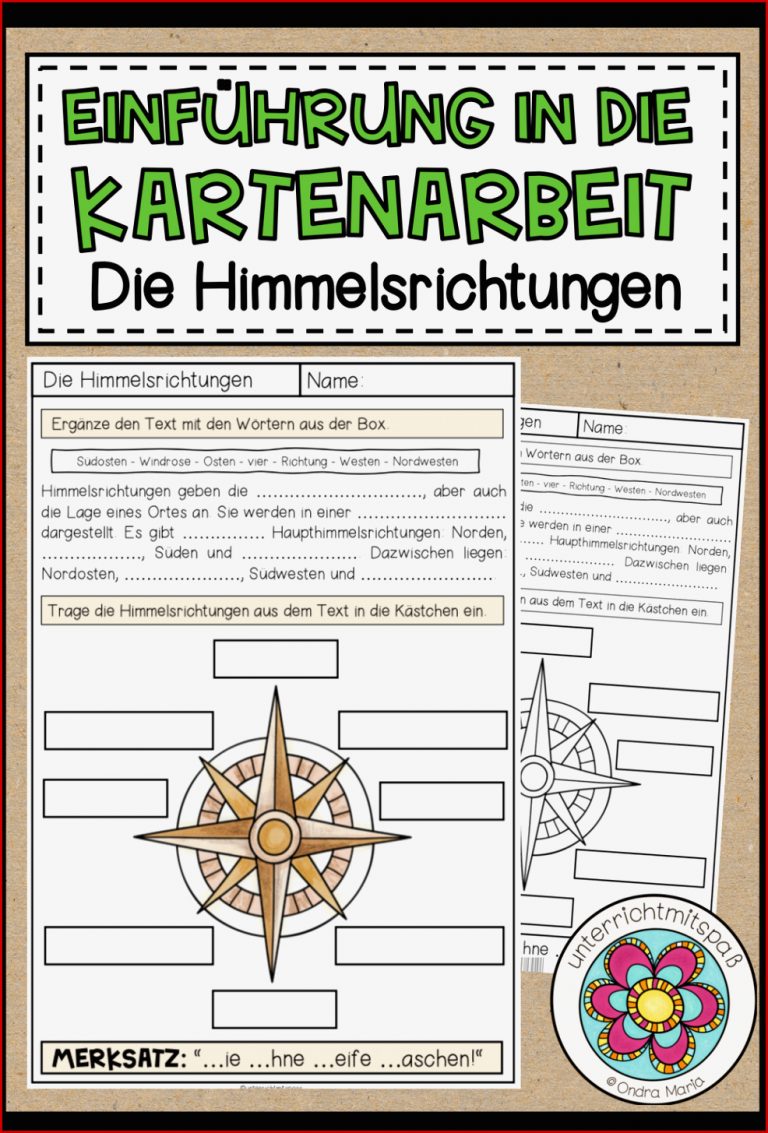 Die Himmelsrichtungen Arbeitsblatt – Unterrichtsmaterial