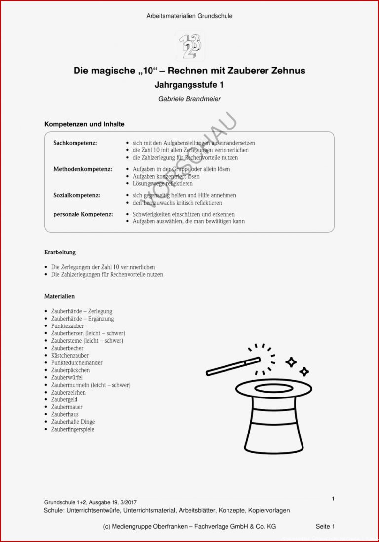 Die magische Â»10Â« - Rechnen mit Zauberer Zehnus (1. Klasse) - eDidact