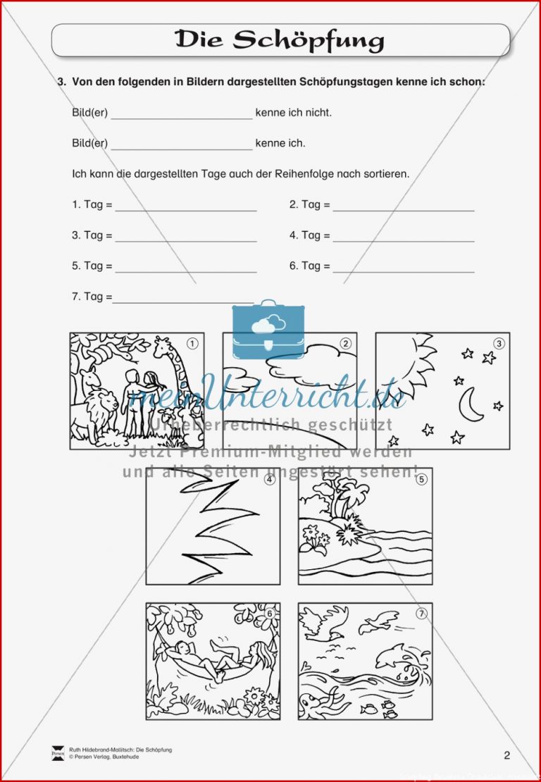 Die Schöpfung Fragebogen Zum Wissensstand Der Schüler