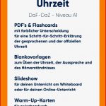 Die Uhrzeit Im Daf Unterricht Niveau A1