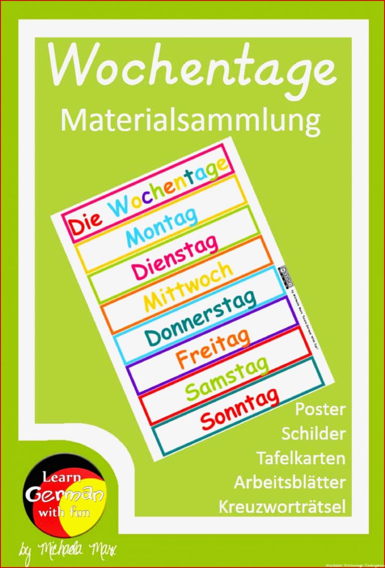 Die Wochentage Materialsammlung – Unterrichtsmaterial In