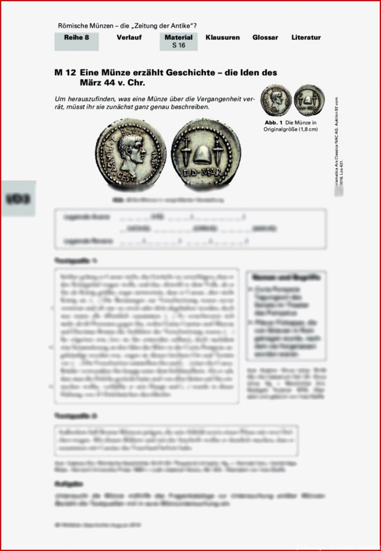 Die „Zeitung der Antike“ Münzen im Anfangsunterricht