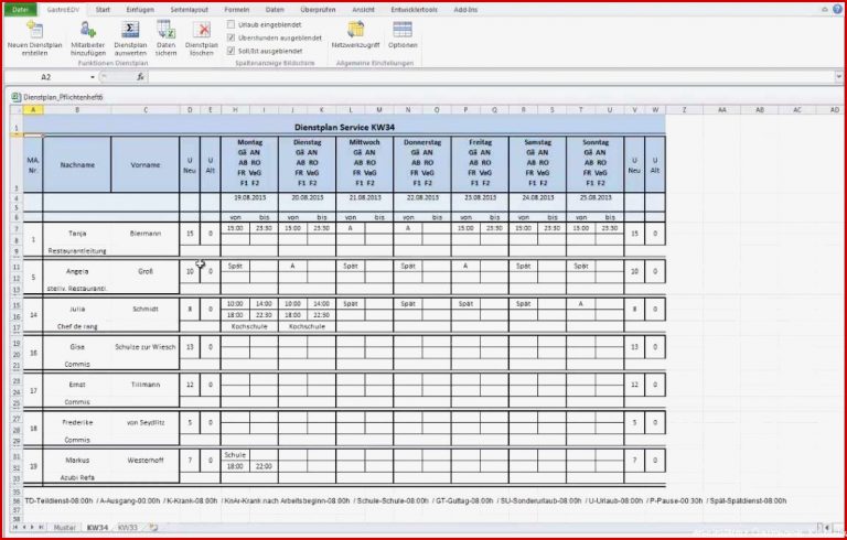 Dienstplan Vorlage Excel Cool Excel Dienstplanprogramm Für