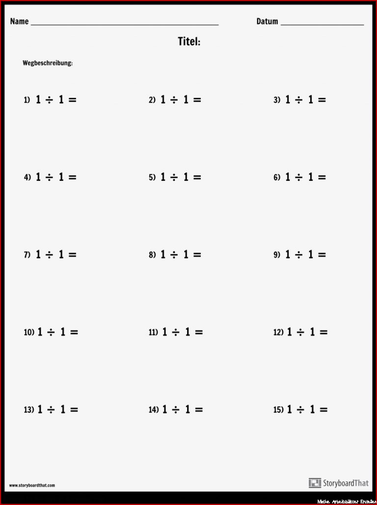 Division Arbeitsblätter Erstellen Mathematik
