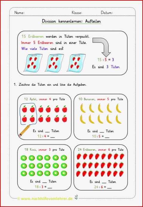 Division Kostenloses Arbeitsblatt