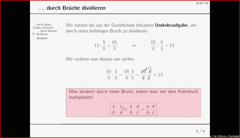 Division von Brüchen