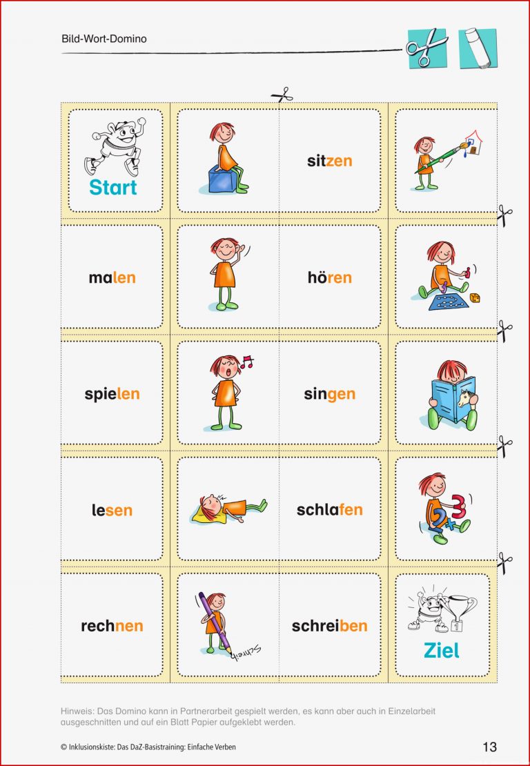 Domino Verben – Unterrichtsmaterial Im Fach Daz Daf
