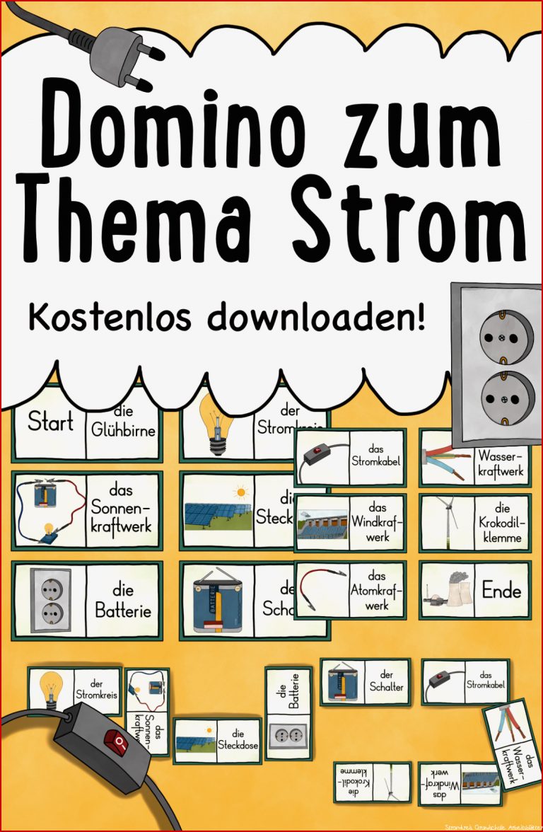 Domino Zum thema Strom Stromkreis Stromerzeugung Und