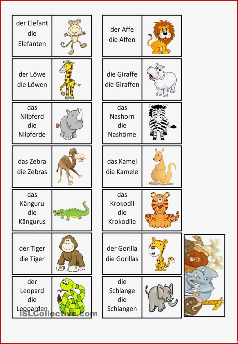 Dominospiel wilde Tiere