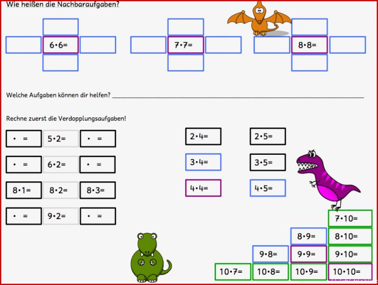 Drachenstübchen Einmaleinstafel Mit Arbeitsblatt