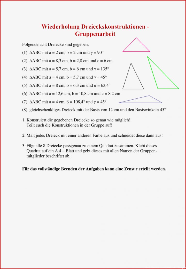 Dreiecke Konstruieren Arbeitsblätter Klasse 7 Worksheets