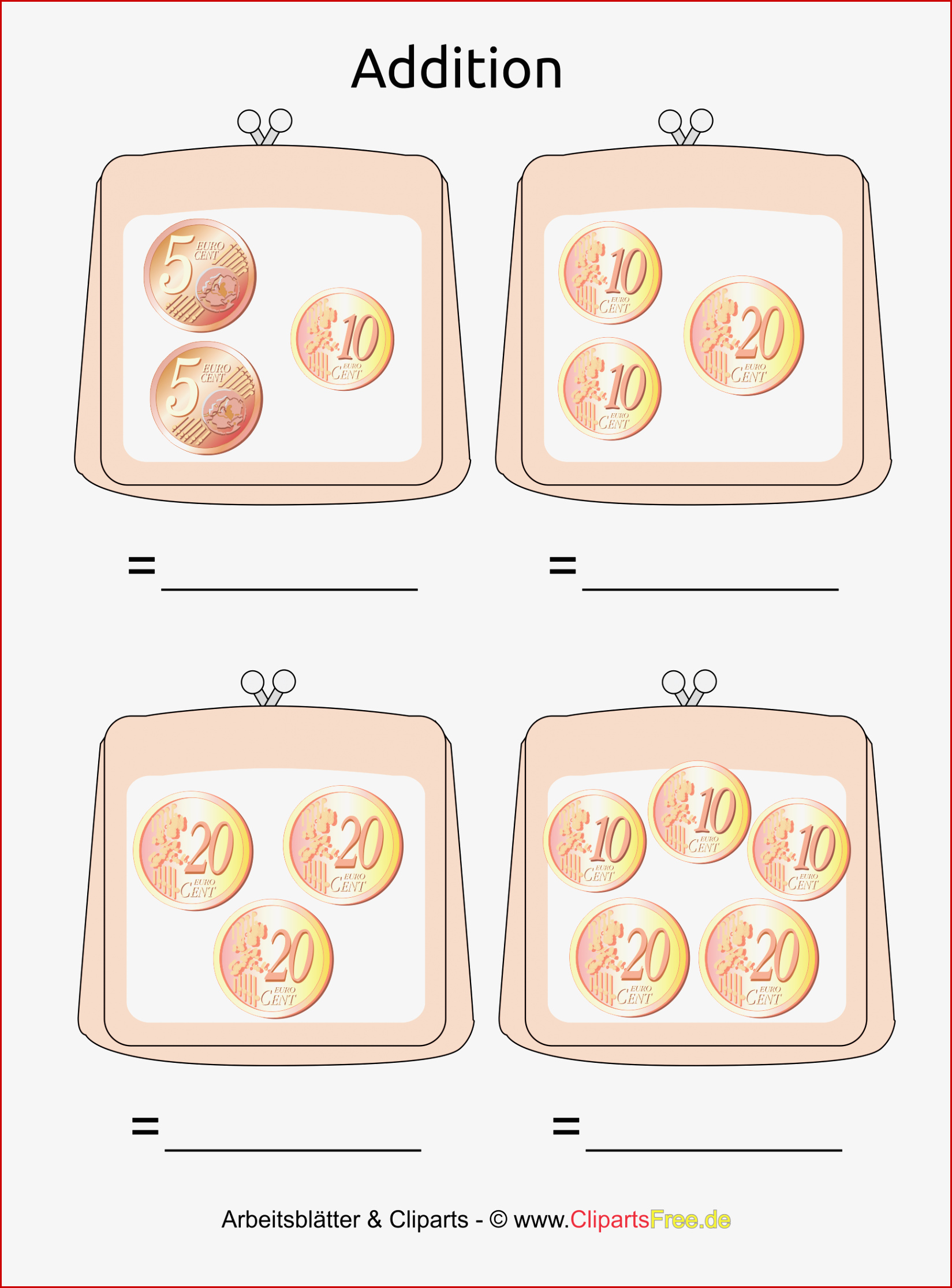 Druckvorlage Für Grundschule Rechnen Mit Geld