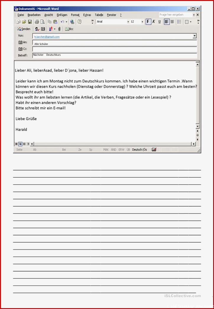 E mail schreiben Arbeitsblatt Kostenlose DAF Arbeitsblätter