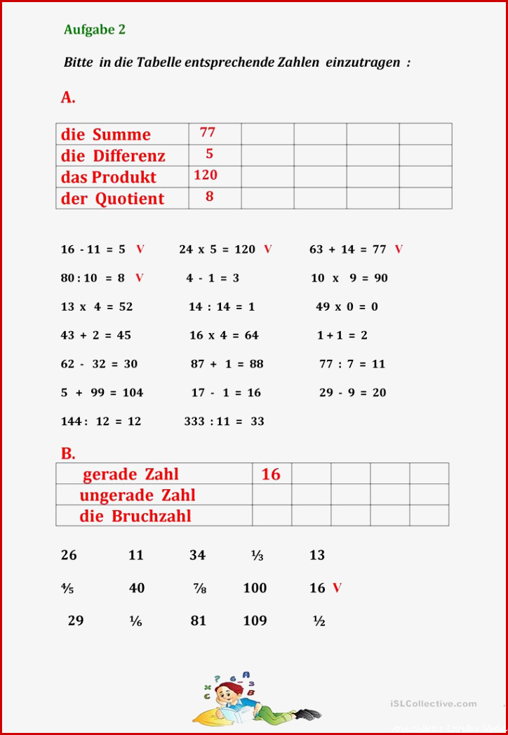 Ein Stück Mathematik AB Deutsch Daf Arbeitsblatter