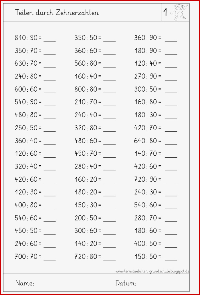 Eine Arbeitsblattsammlung Zum Zehnereinmaleins Und Den