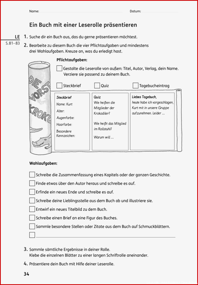 Eine Leserolle gestalten und präsentieren Zebrafanclub