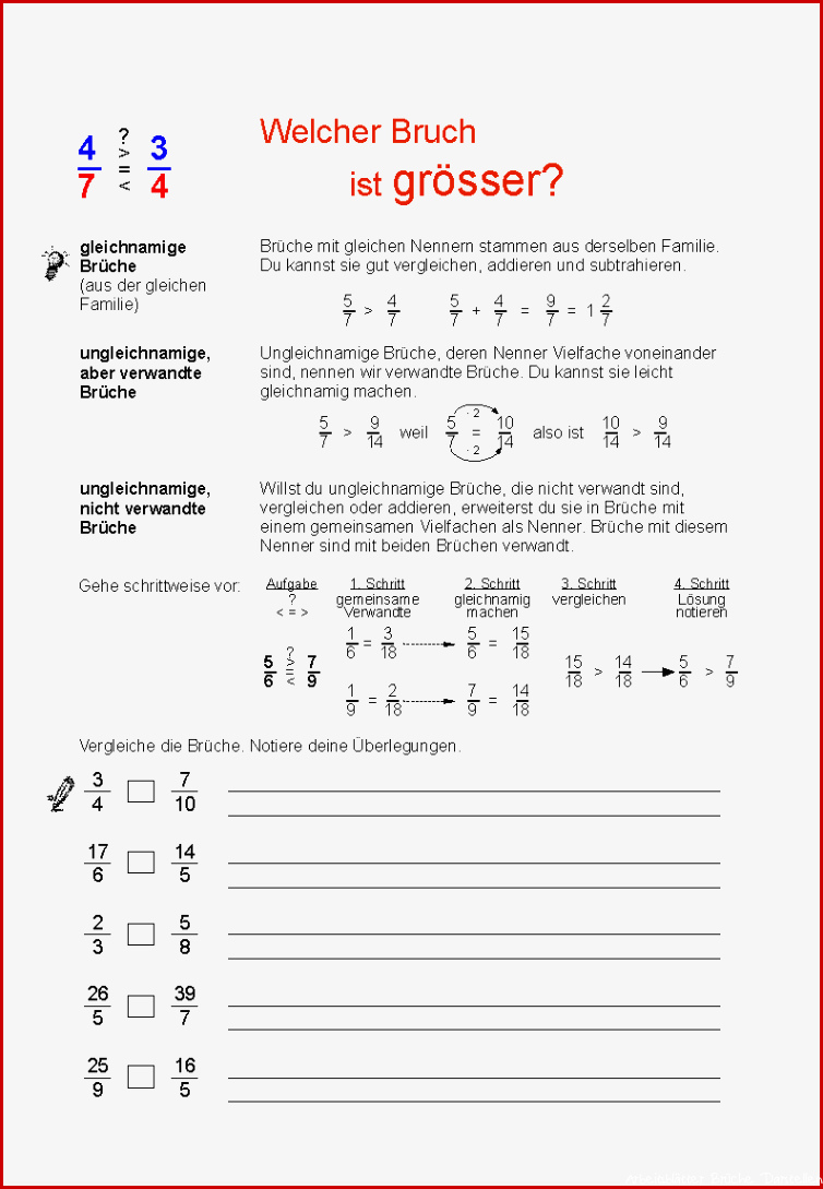 Einfache Brüche kürzen und erweitern Arbeitsblätter