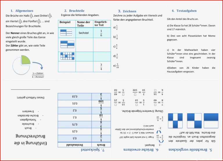 Einführung Bruchrechnung Arbeitsblätter Worksheets