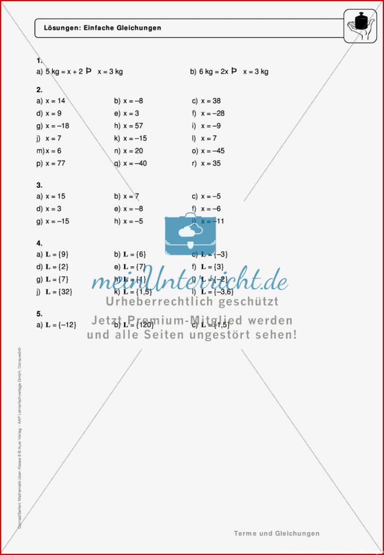 Einführung in lineare Gleichungen meinUnterricht