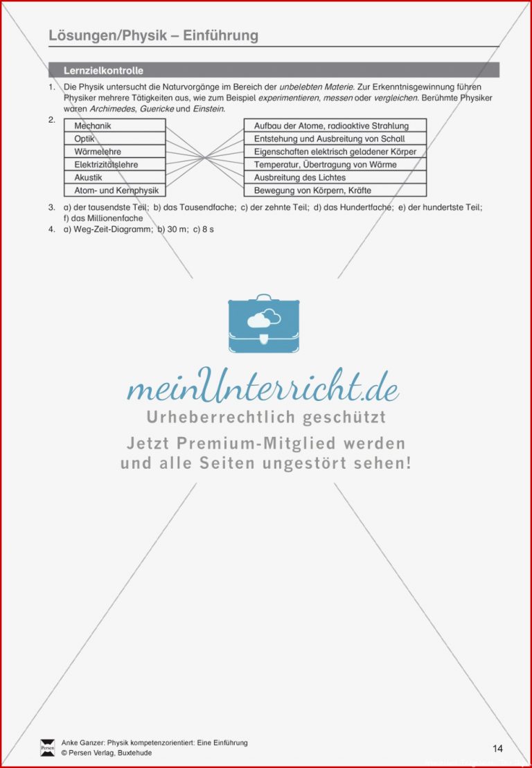 Einführung in Physik Test Lernzielkontrolle über