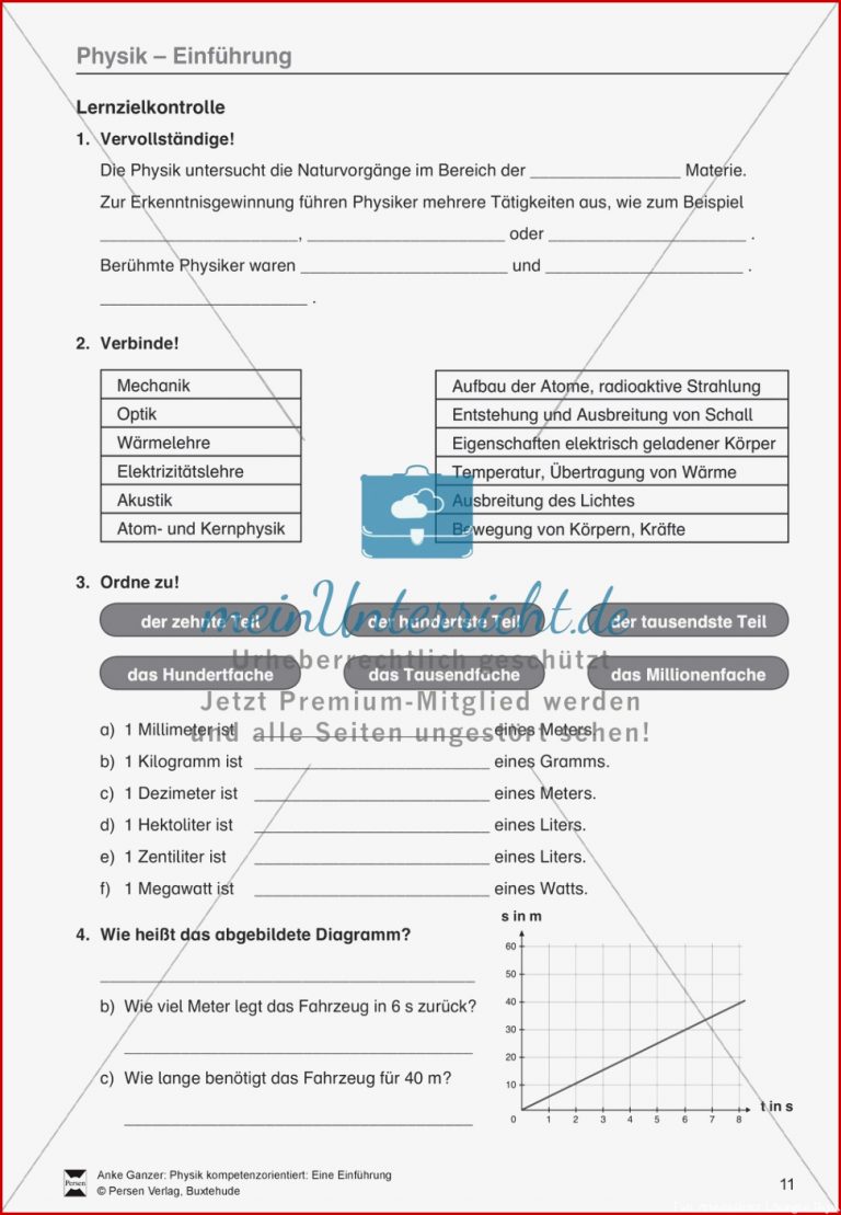 Einführung in Physik Test Lernzielkontrolle über