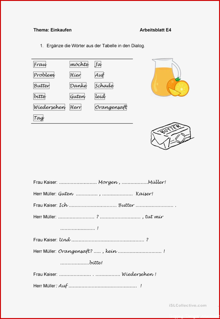Einkaufen Dialog 1 Deutsch Daf Arbeitsblatter