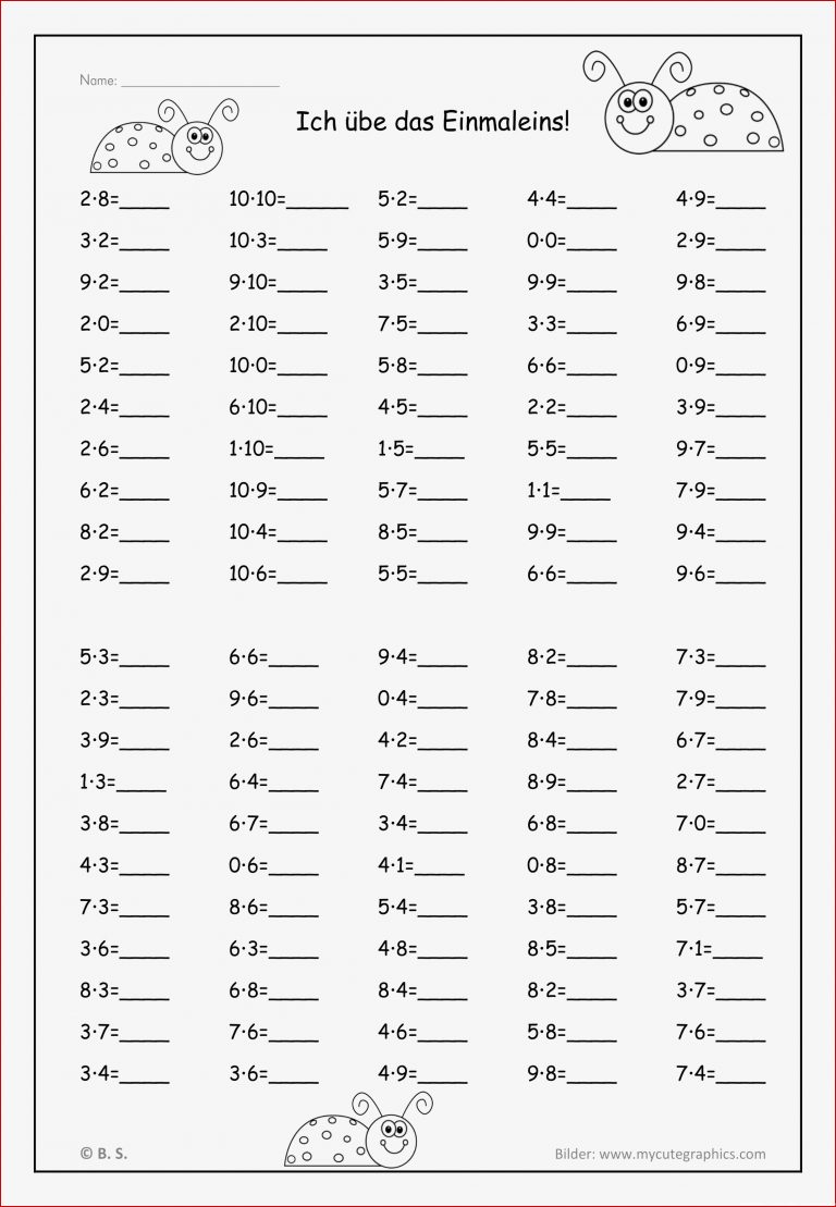 Einmaleins Arbeitsblätter 3 Klasse Worksheets