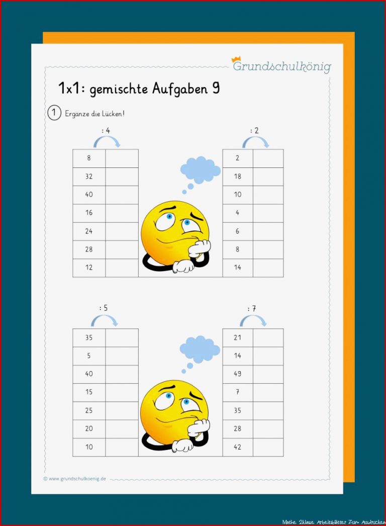 Einmaleins Arbeitsblatt Zum Ausdrucken Mathe Archives