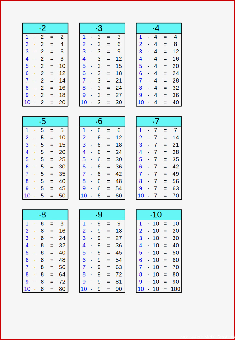 Einmaleins Arbeitsblatt Zum Ausdrucken Mathestarter 1x1